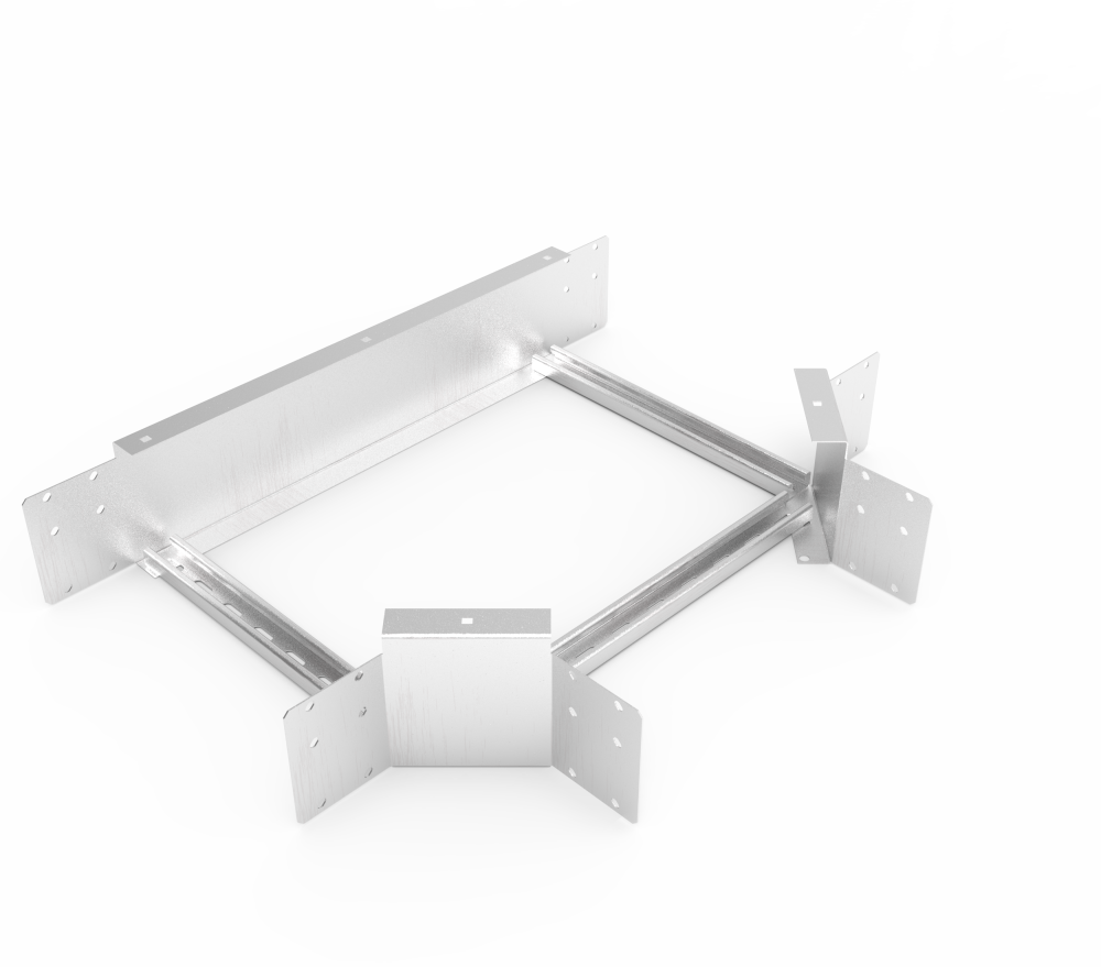 Кабельрост угловой  с R=100 мм тройниковый горизонтальный РУ1ТГ.500.150.100.1,5.2