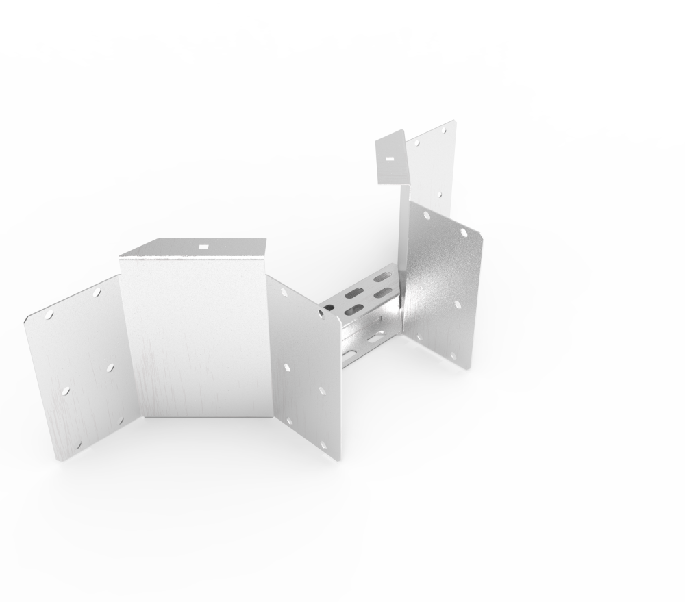 Кабельрост угловой  с R=100 мм ответвительный горизонтальный РУ1ОГ.300.200.100.2.2