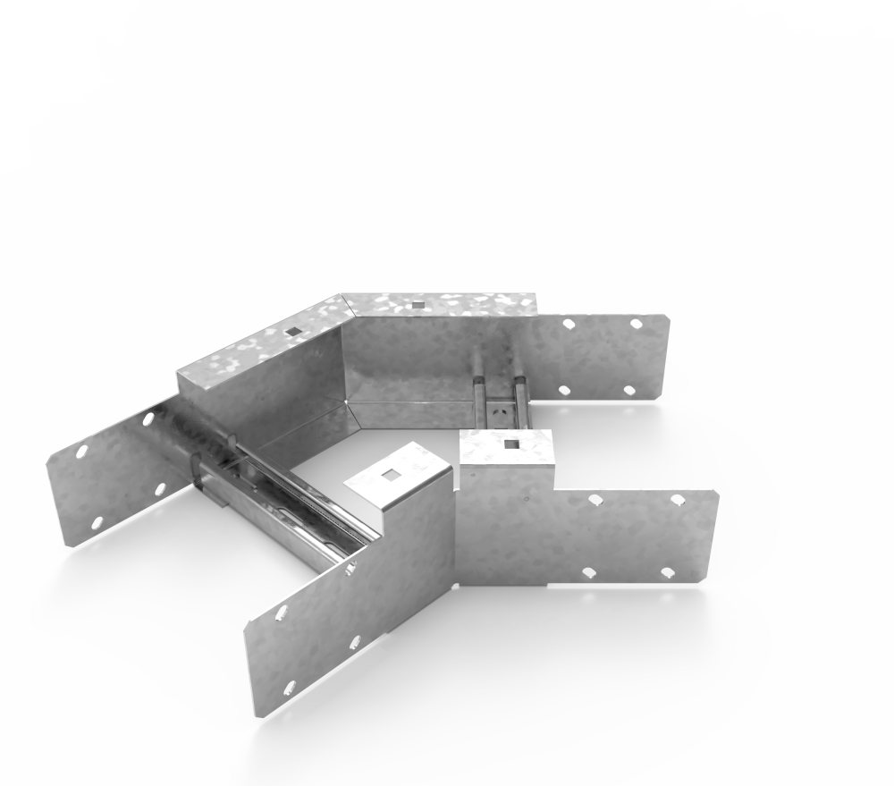 Кабельрост угловой  с R=100 мм 45 горизонтальный РУ145Г.200.100.100.2.1