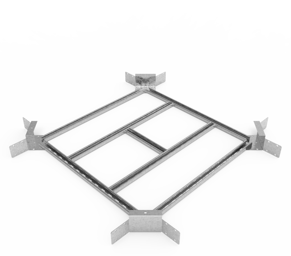 Кабельрост угловой  с R=100 мм крестообразный горизонтальный РУ1КГ.800.100.100.2,5.1