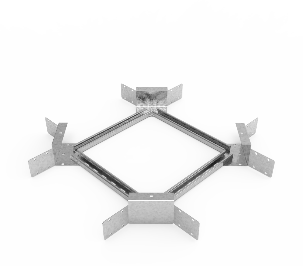 Кабельрост угловой  с R=100 мм крестообразный горизонтальный РУ1КГ.500.100.100.2,5.1