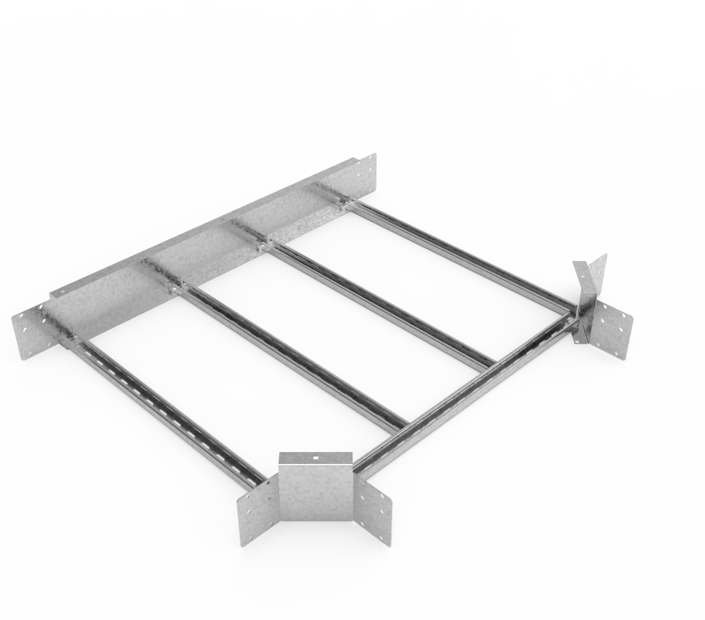 Кабельрост угловой  с R=100 мм тройниковый горизонтальный РУ1ТГ.800.150.100.2,5.1