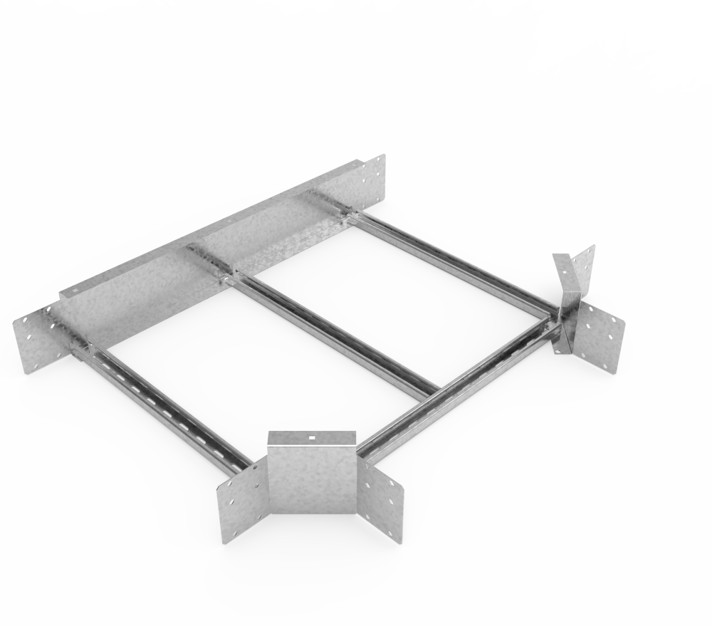 Кабельрост угловой  с R=100 мм тройниковый горизонтальный РУ1ТГ.700.150.100.2,5.1