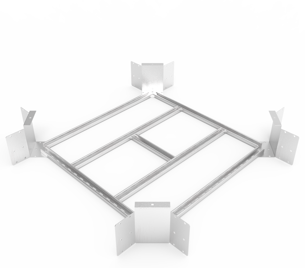 Кабельрост угловой  с R=100 мм крестообразный горизонтальный РУ1КГ.800.200.100.2.2