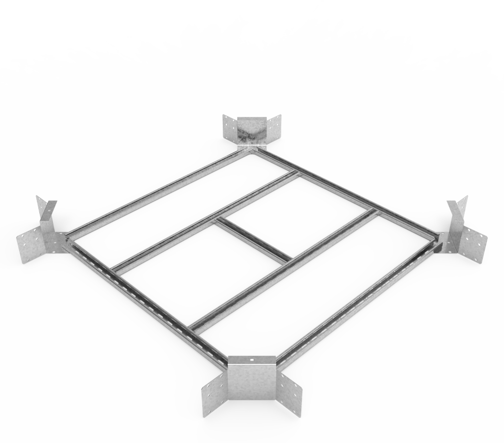 Кабельрост угловой  с R=100 мм крестообразный горизонтальный РУ1КГ.1000.150.100.2,5.1