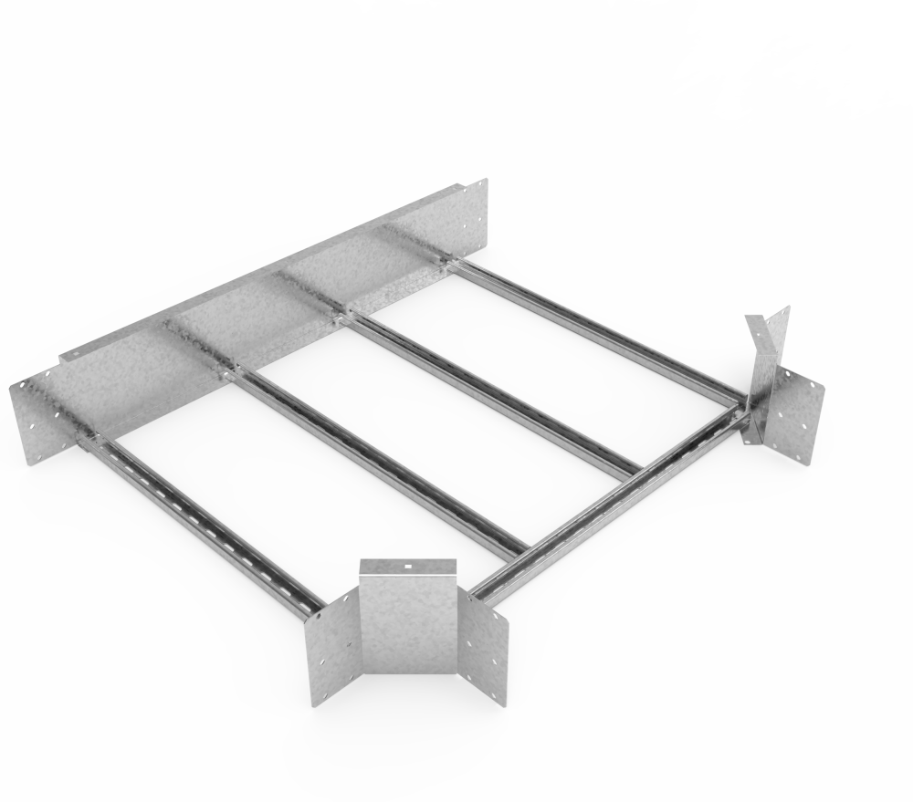 Кабельрост угловой  с R=100 мм тройниковый горизонтальный РУ1ТГ.800.200.100.2.1