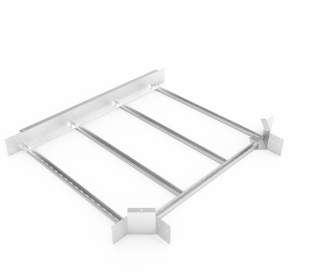 Кабельрост угловой  с R=100 мм тройниковый горизонтальный РУ1ТГ.1000.150.100.1,5.2