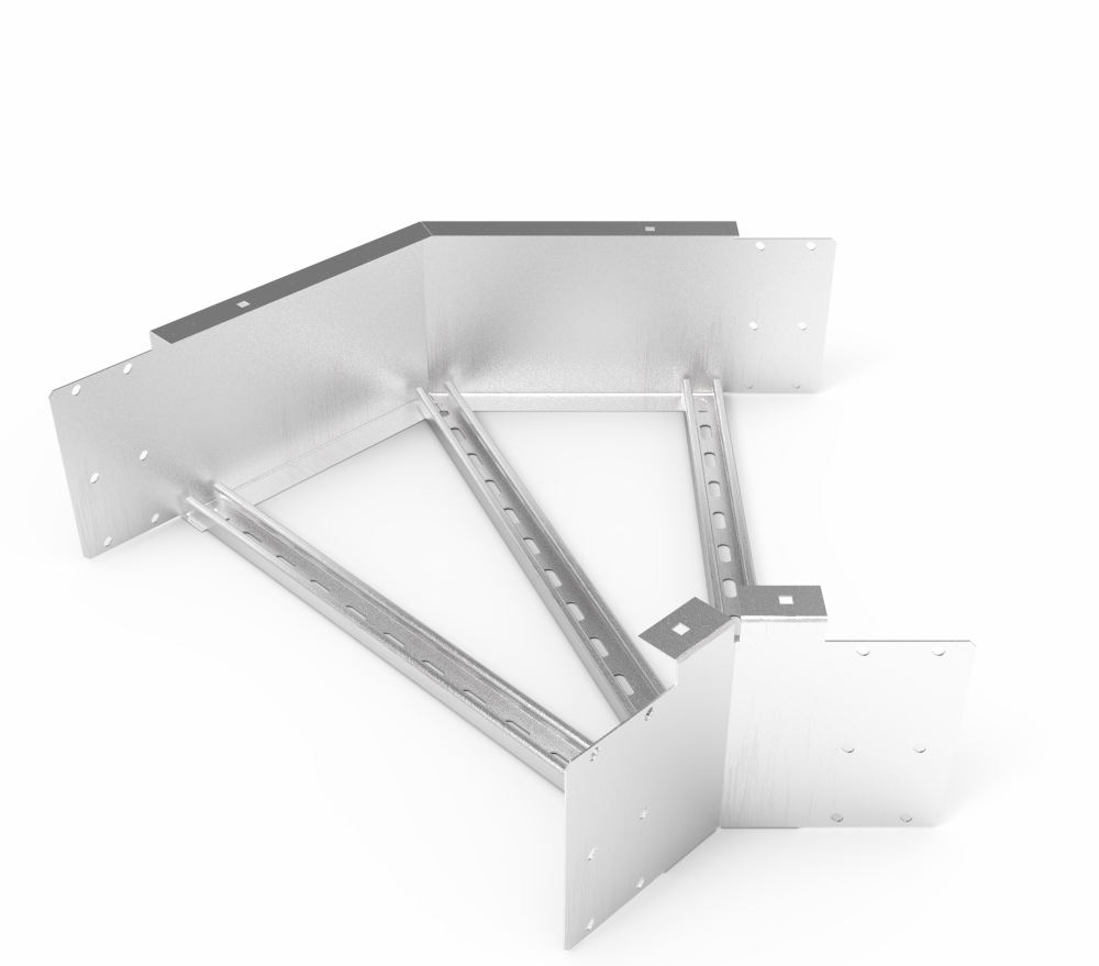 Кабельрост угловой  с R=100 мм 45 горизонтальный РУ145Г.600.200.100.2.2