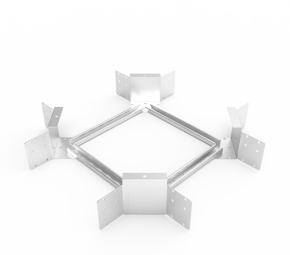 Кабельрост угловой  с R=100 мм крестообразный горизонтальный РУ1КГ.500.150.100.2.2