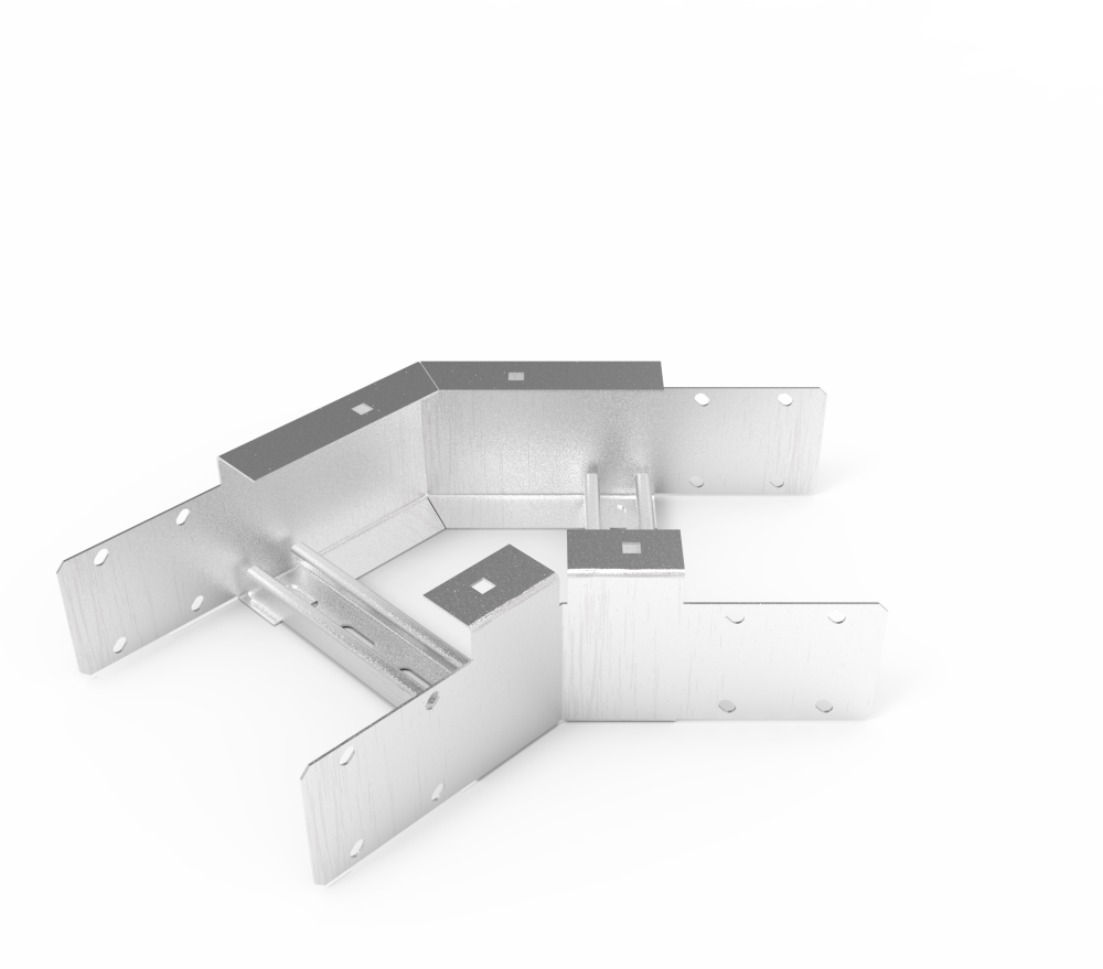 Кабельрост угловой  с R=100 мм 45 горизонтальный РУ145Г.300.100.100.2.2