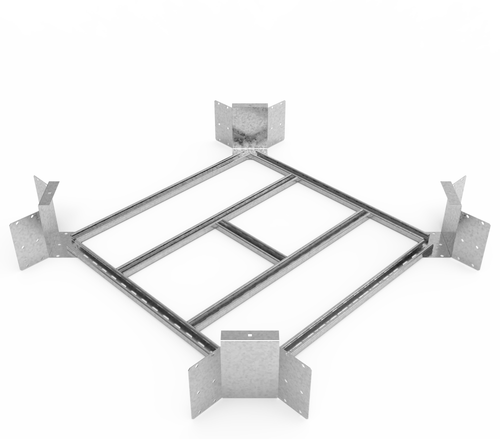 Кабельрост угловой  с R=100 мм крестообразный горизонтальный РУ1КГ.800.200.100.2,5.1