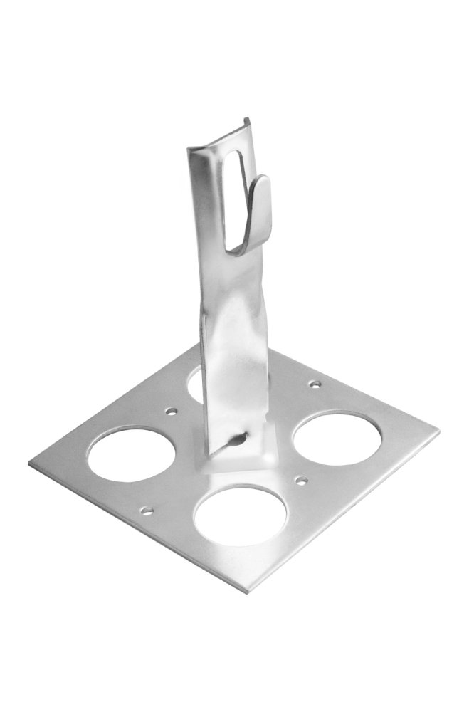 Держатель с основанием зажимной приклеиваемый шириной  100 мм, высотой 100 мм, длиной 150 мм, толщиной (диаметром) 2 мм с горячеоцинкованным покрытием ЗДОЗ.100.100.150.2.1