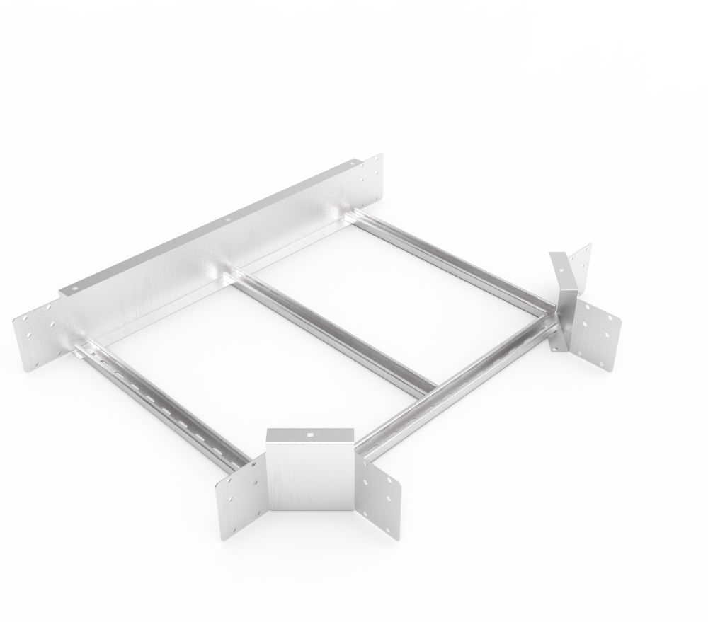 Кабельрост угловой  с R=100 мм тройниковый горизонтальный РУ1ТГ.600.150.100.2.2