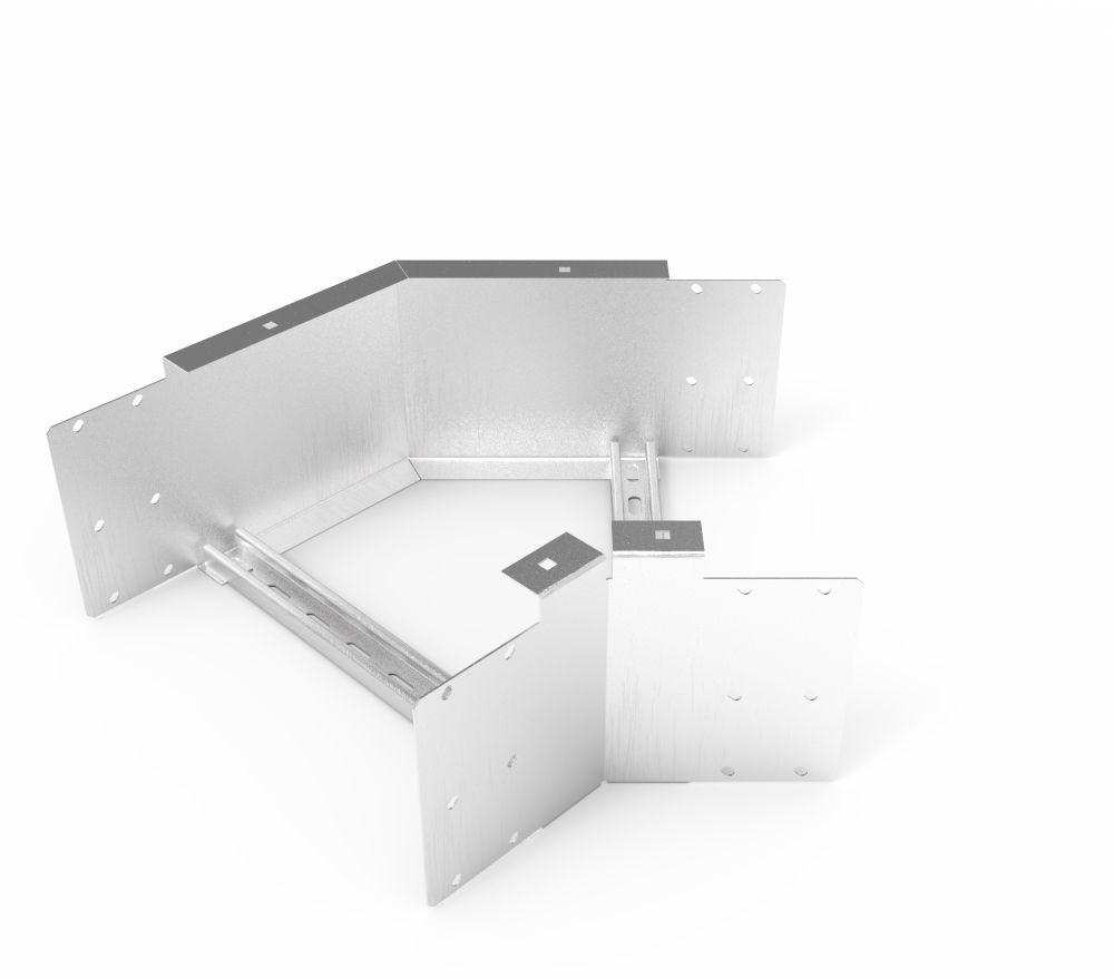 Кабельрост угловой  с R=100 мм 45 горизонтальный РУ145Г.400.200.100.1,5.2