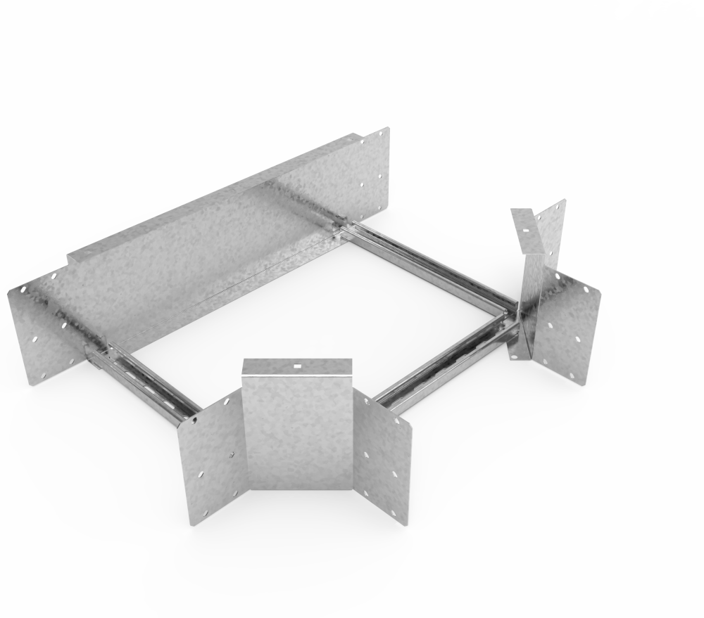 Кабельрост угловой  с R=100 мм тройниковый горизонтальный РУ1ТГ.500.200.100.2,5.1