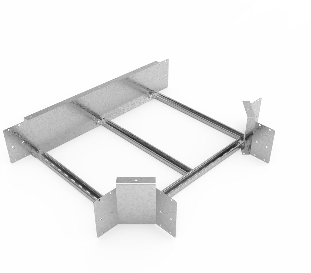 Кабельрост угловой  с R=100 мм тройниковый горизонтальный РУ1ТГ.700.200.100.3.1