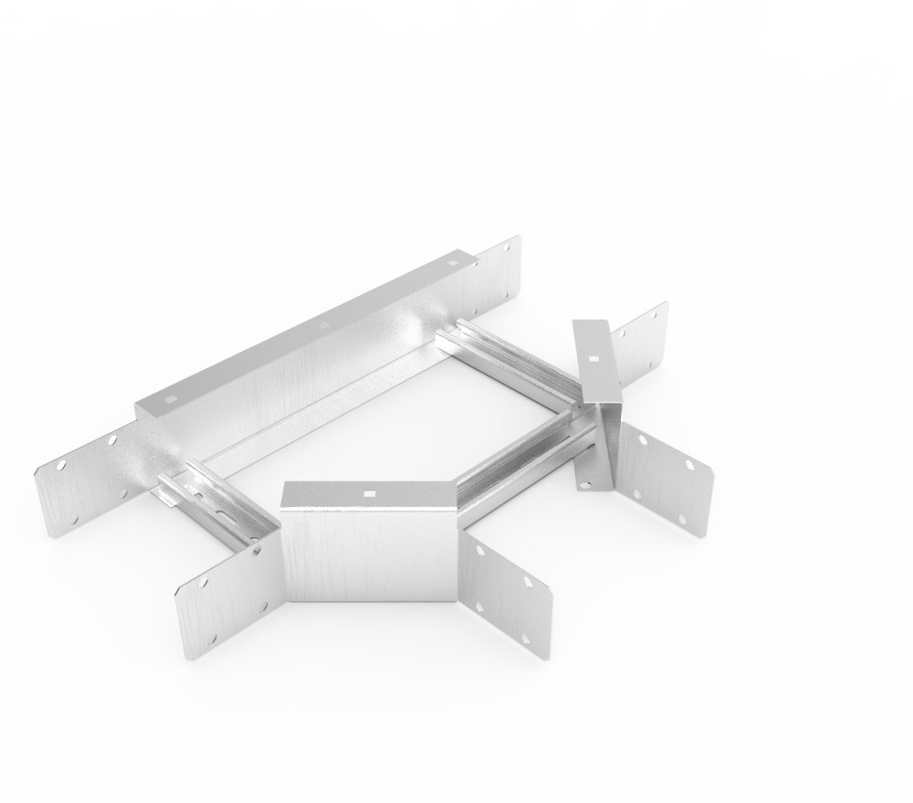 Кабельрост угловой  с R=100 мм тройниковый горизонтальный РУ1ТГ.300.100.100.2.2
