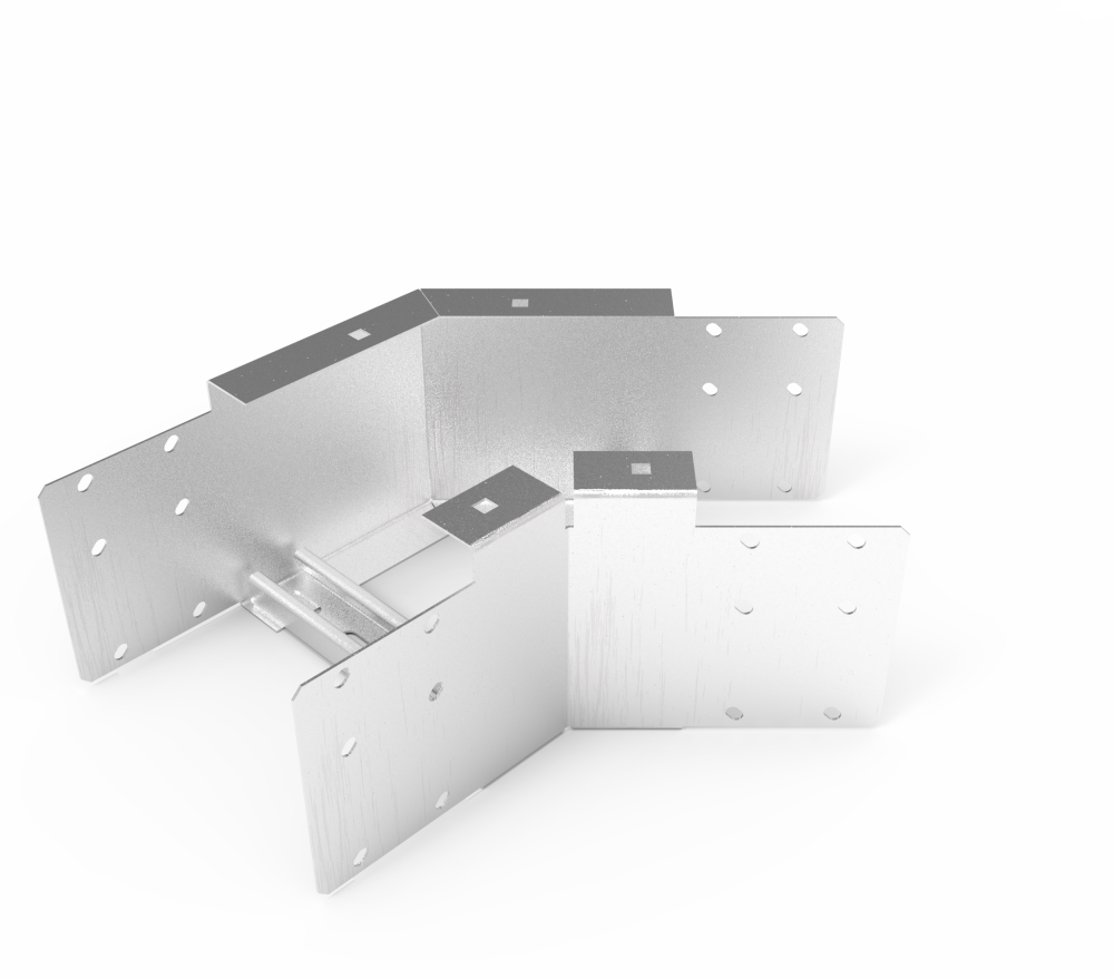 Кабельрост угловой  с R=100 мм 45 горизонтальный РУ145Г.300.150.100.2.2