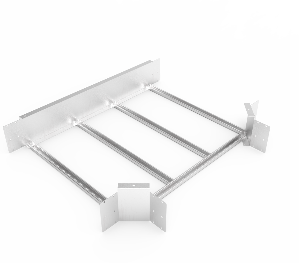 Кабельрост угловой  с R=100 мм тройниковый горизонтальный РУ1ТГ.900.200.100.2.2