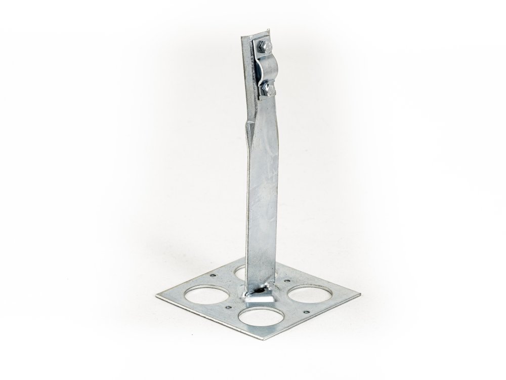 Держатель с основанием болтовой приклеиваемый шириной  100 мм, высотой 100 мм, длиной 150 мм, толщиной (диаметром) 2 мм с термодиффузионным покрытием ЗДОБ.100.100.150.2.9