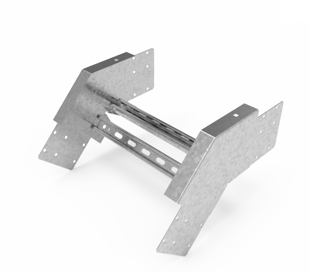 Кабельрост угловой  с R=100 мм 45 вниз РУ145Н.500.150.100.3.1