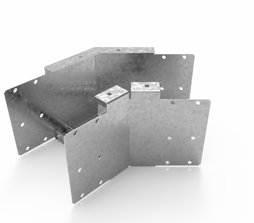 Кабельрост угловой  с R=100 мм 45 горизонтальный РУ145Г.300.200.100.2.1