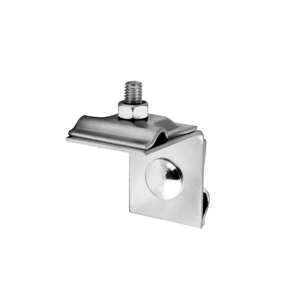 Держатель фальцевый угловой универсальный шириной  50 мм, высотой 82 мм, длиной 82 мм, толщиной (диаметром) 2 мм с горячеоцинкованным покрытием ЗДФУУ.50.82.82.2.1