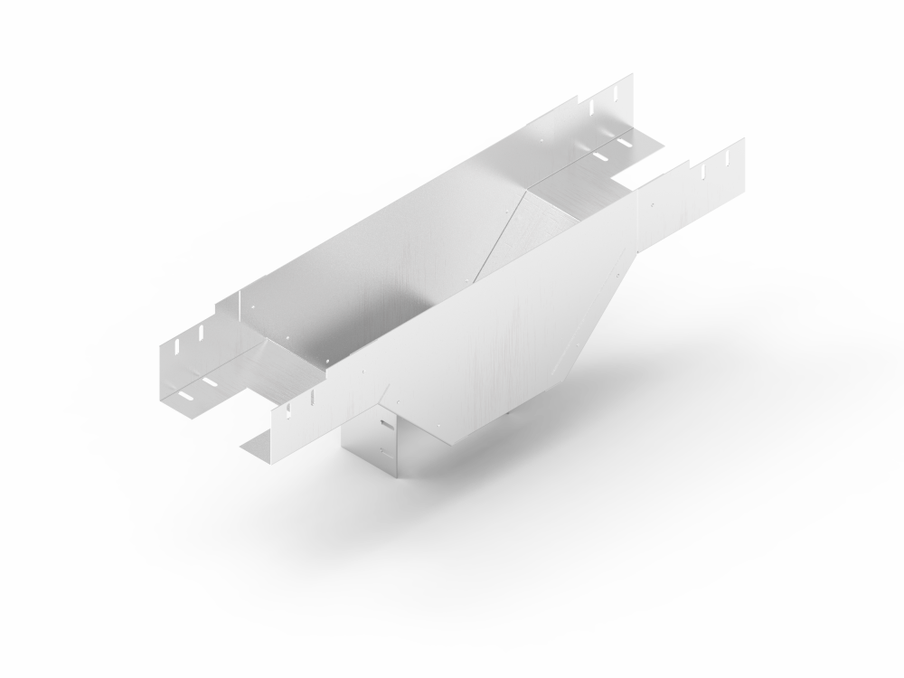Лоток монтажный угловой тройниковый вниз с разворотом ЛУТР.300.150.954.1,2.2