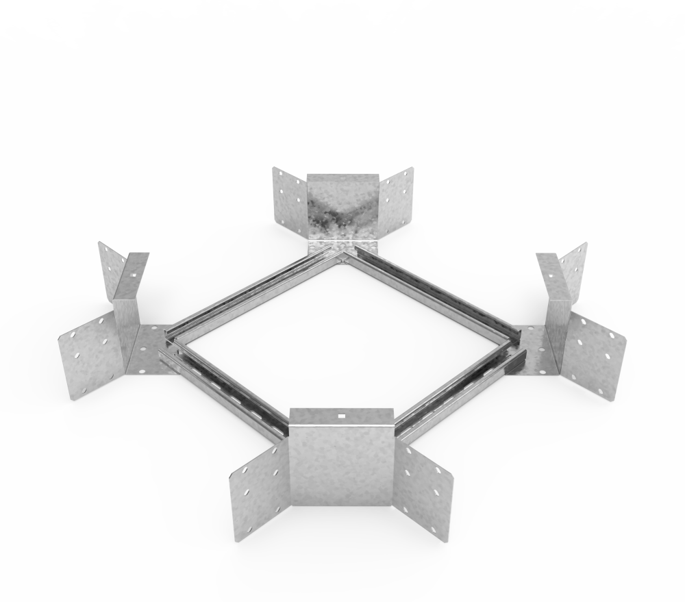 Кабельрост угловой  с R=100 мм крестообразный горизонтальный РУ1КГ.500.150.100.3.1