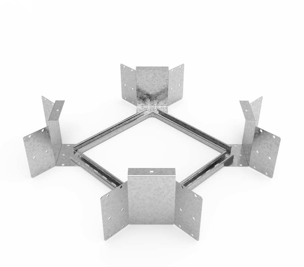 Кабельрост угловой  с R=100 мм крестообразный горизонтальный РУ1КГ.500.200.100.3.1