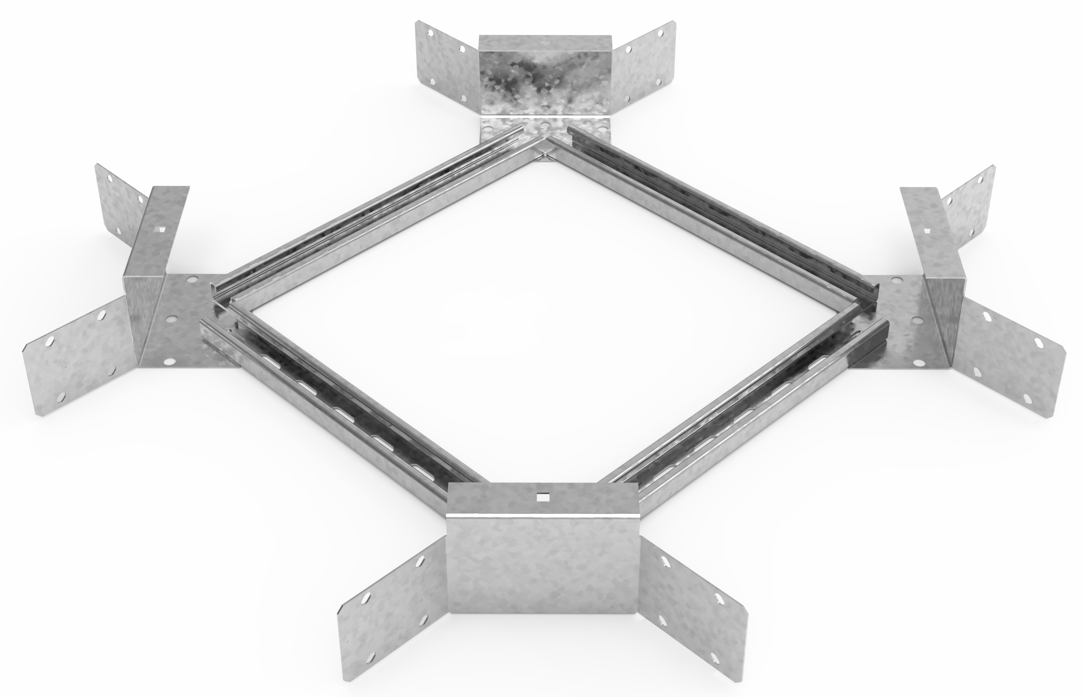 Кабельрост угловой  с R=100 мм крестообразный горизонтальный РУ1КГ.400.150.100.3.1