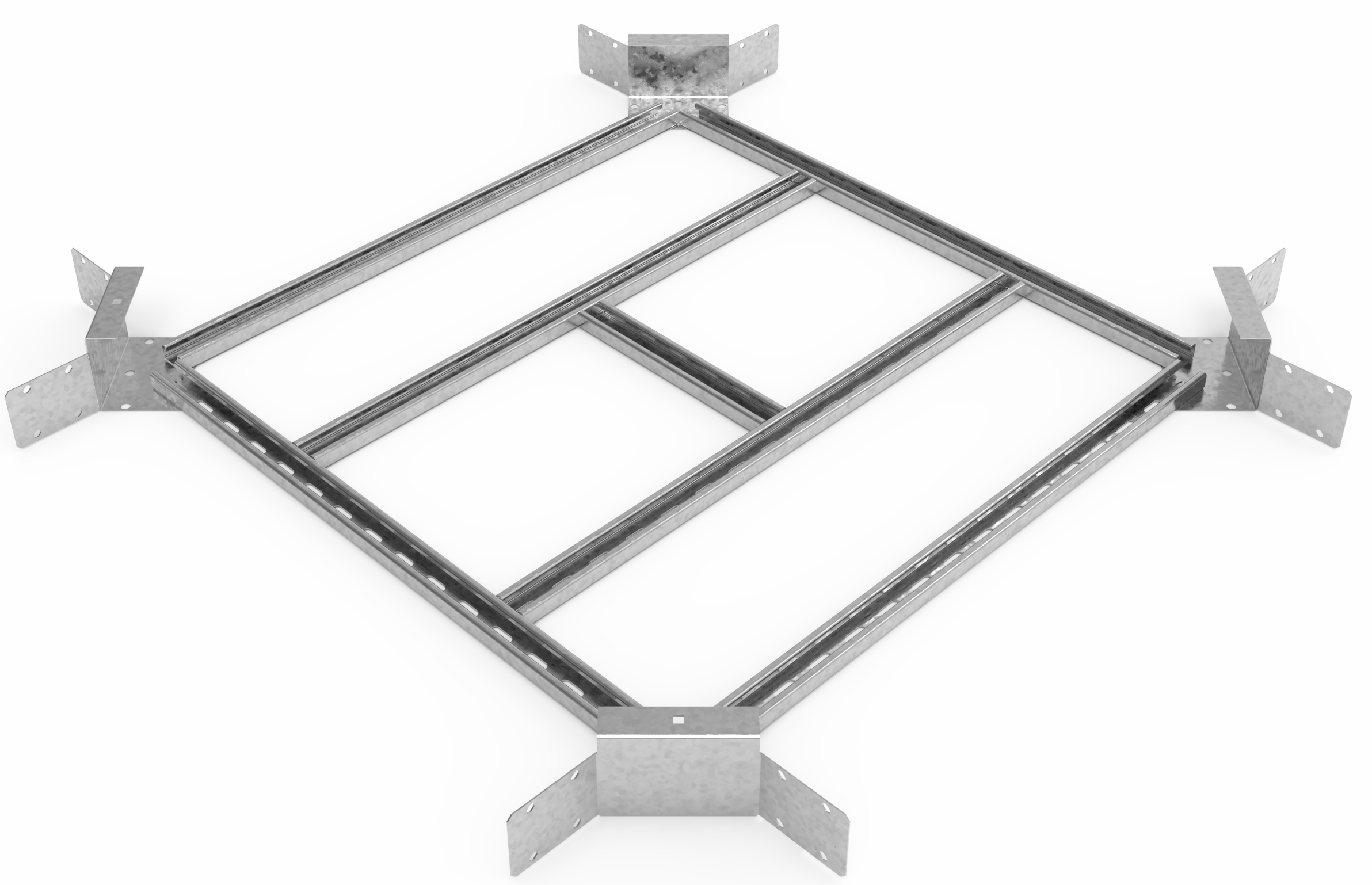 Кабельрост угловой  с R=100 мм крестообразный горизонтальный РУ1КГ.900.200.100.2,5.1