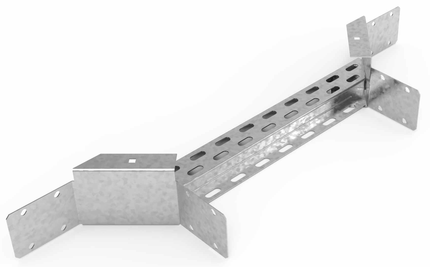 Кабельрост угловой  с R=100 мм ответвительный горизонтальный РУ1ОГ.400.200.100.2.2