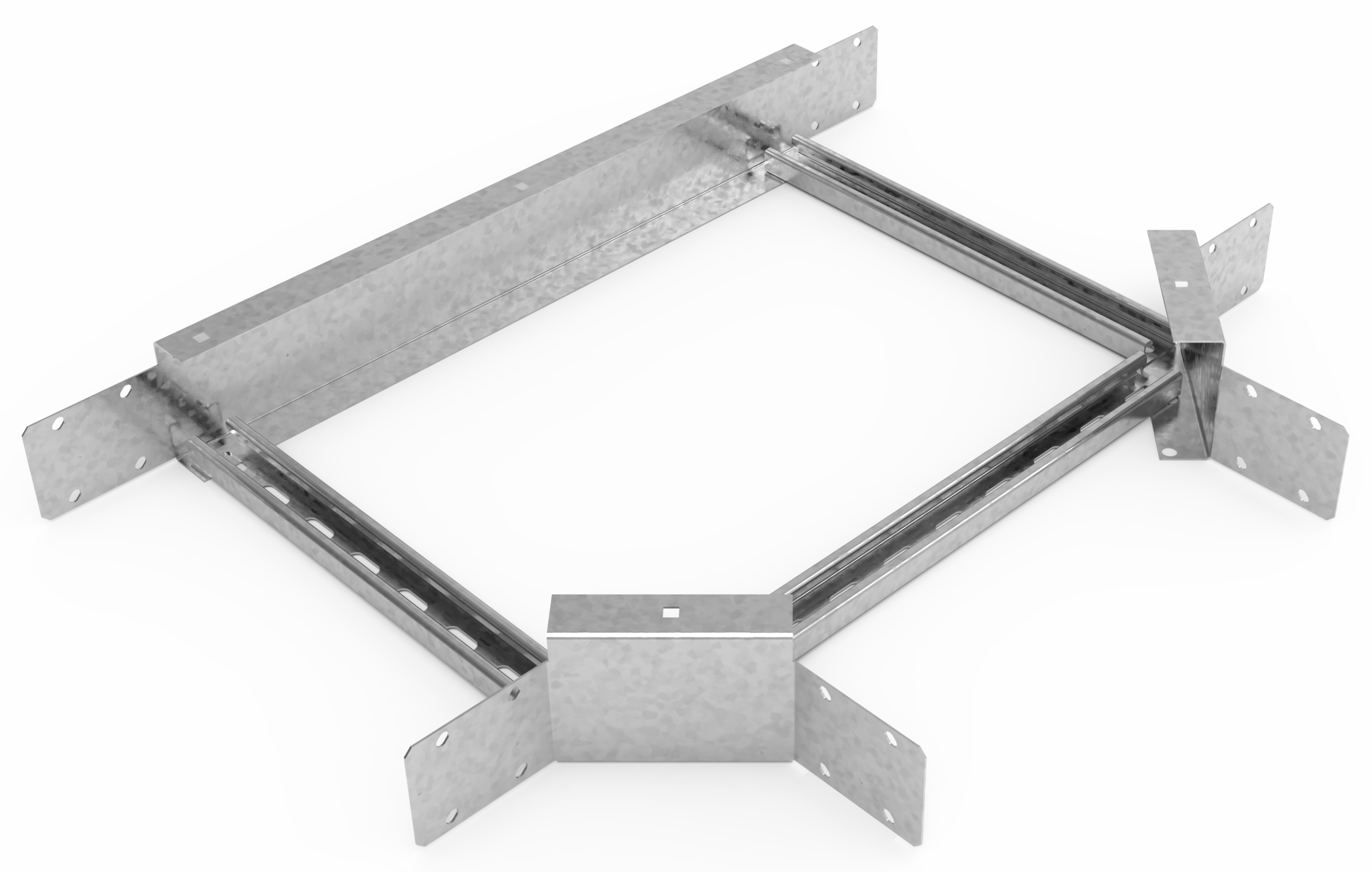 Кабельрост угловой  с R=100 мм тройниковый горизонтальный РУ1ТГ.400.150.100.2,5.1