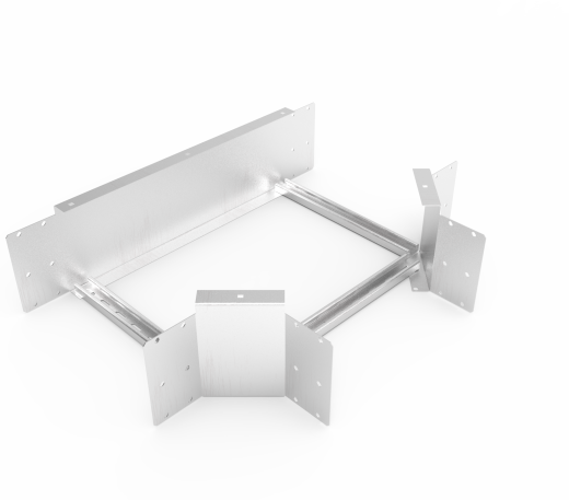 Кабельрост угловой  с R=100 мм тройниковый горизонтальный РУ1ТГ.400.200.100.1,5.2