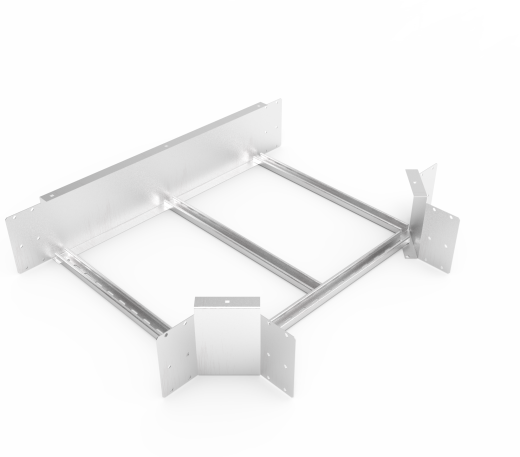 Кабельрост угловой  с R=100 мм тройниковый горизонтальный РУ1ТГ.700.200.100.2.2