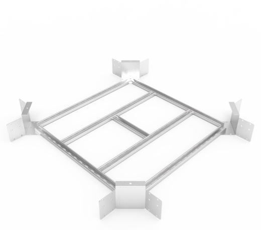 Кабельрост угловой  с R=100 мм крестообразный горизонтальный РУ1КГ.800.150.100.2.2