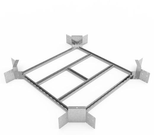 Кабельрост угловой  с R=100 мм крестообразный горизонтальный РУ1КГ.900.200.100.2,5.1