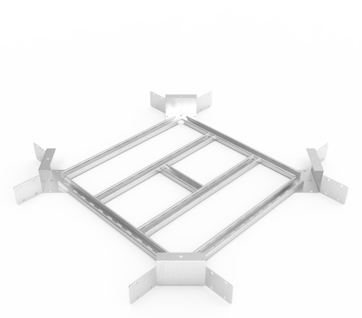 Кабельрост угловой  с R=100 мм крестообразный горизонтальный РУ1КГ.600.100.100.1,5.2