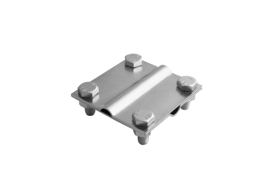Соединитель крестообразный круг 4-болтовой М8, 2 пластины шириной  87 мм, высотой 25 мм, длиной 87 мм, толщиной (диаметром) 8 мм с горячеоцинкованным покрытием ЗСК7.87.25.87.8.1