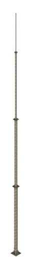 Мачта серии 35 отдельностоящая на анкерном блоке  шириной  240 мм, высотой 240 мм, длиной 12000 мм, толщиной (диаметром) 108 мм с горячеоцинкованным покрытием ЗМА.240.240.12000.108.1