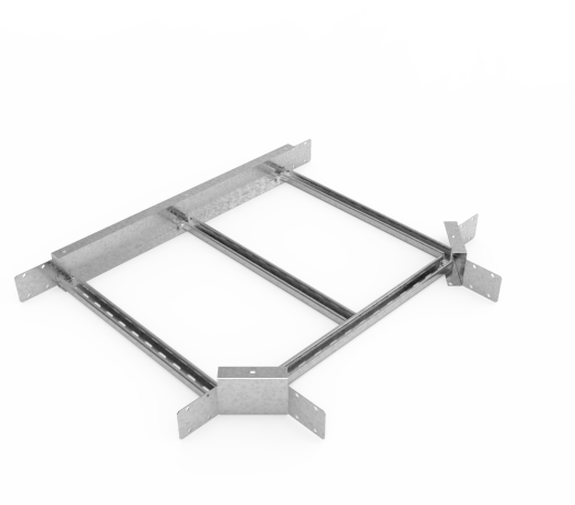 Кабельрост угловой  с R=100 мм тройниковый горизонтальный РУ1ТГ.600.100.100.2.1