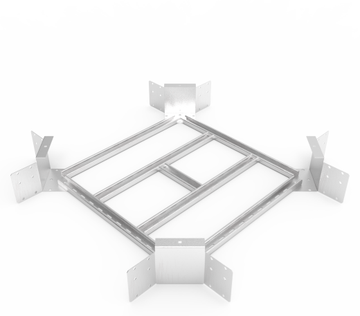 Кабельрост угловой  с R=100 мм крестообразный горизонтальный РУ1КГ.600.150.100.2.2