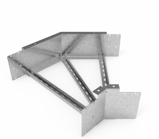 Кабельрост угловой  с R=100 мм 45 горизонтальный РУ145Г.600.200.100.2.1