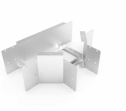 Кабельрост угловой  с R=100 мм тройниковый горизонтальный РУ1ТГ.200.200.100.2.2