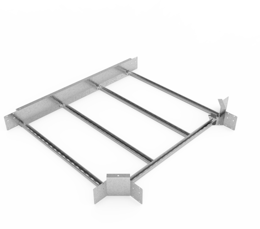 Кабельрост угловой  с R=100 мм тройниковый горизонтальный РУ1ТГ.1000.150.100.2.1