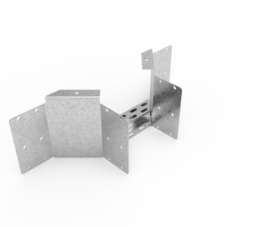 Кабельрост угловой  с R=100 мм ответвительный горизонтальный РУ1ОГ.300.200.100.2.1