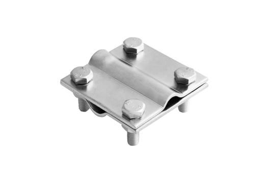 Соединитель крестообразный круг 4-болтовой М6, 2 пластины шириной  51 мм, высотой 20 мм, длиной 51 мм, толщиной 6 мм с термодиффузионным покрытием ЗСК3.51.20.51.6.9