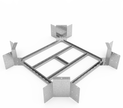 Кабельрост угловой  с R=100 мм крестообразный горизонтальный РУ1КГ.600.200.100.3.1