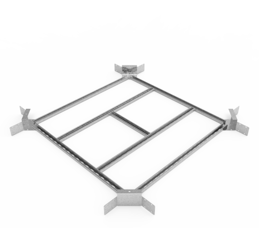 Кабельрост угловой  с R=100 мм крестообразный горизонтальный РУ1КГ.1000.100.100.2.1